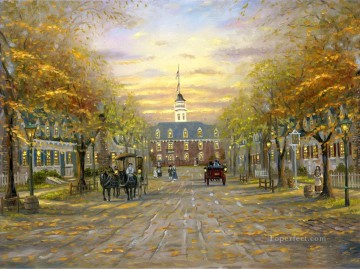  cityscape Oil Painting - Williamsburgh in Virginia cityscapes